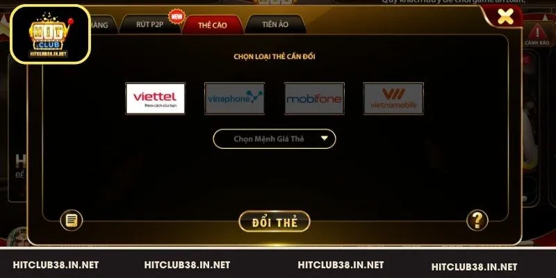 Cách đổi thưởng HitClub sang thẻ cào