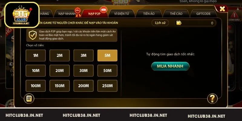 Cách nạp tiền HitClub bằng phương thức P2P an toàn