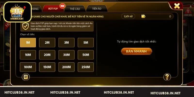 Cách rút tiền HitClub qua giao dịch P2P chi tiết